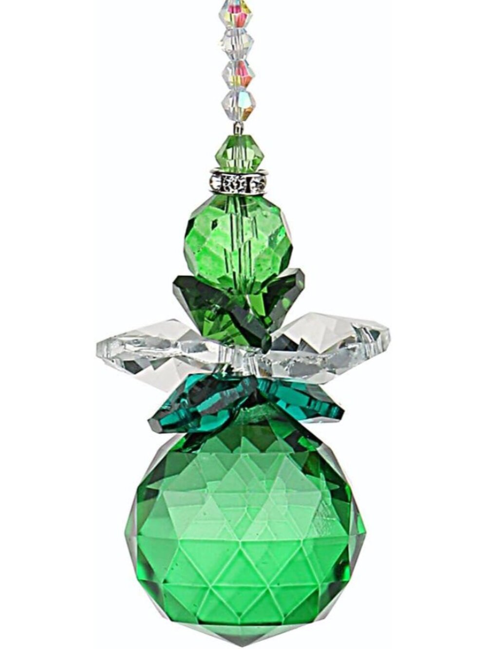 Green Crystal Guardian Angel Suncatcher Rainbow Maker Window Hanging Decor